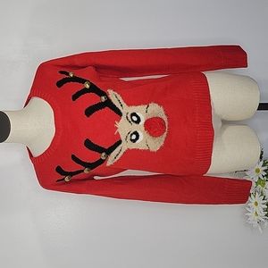 Christmas Rudolph Red Sweater Jingle Bells SZ M